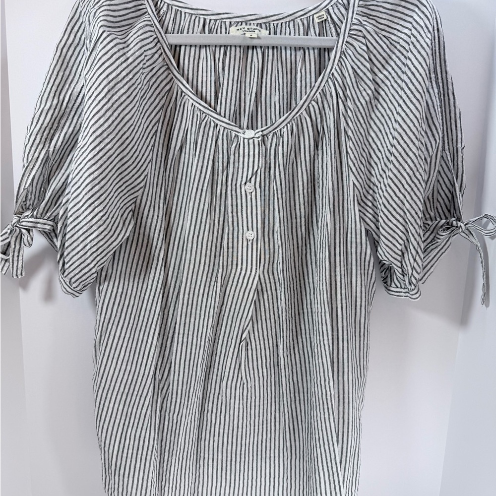 Max Studio Oversized Black and White Striped Blouse